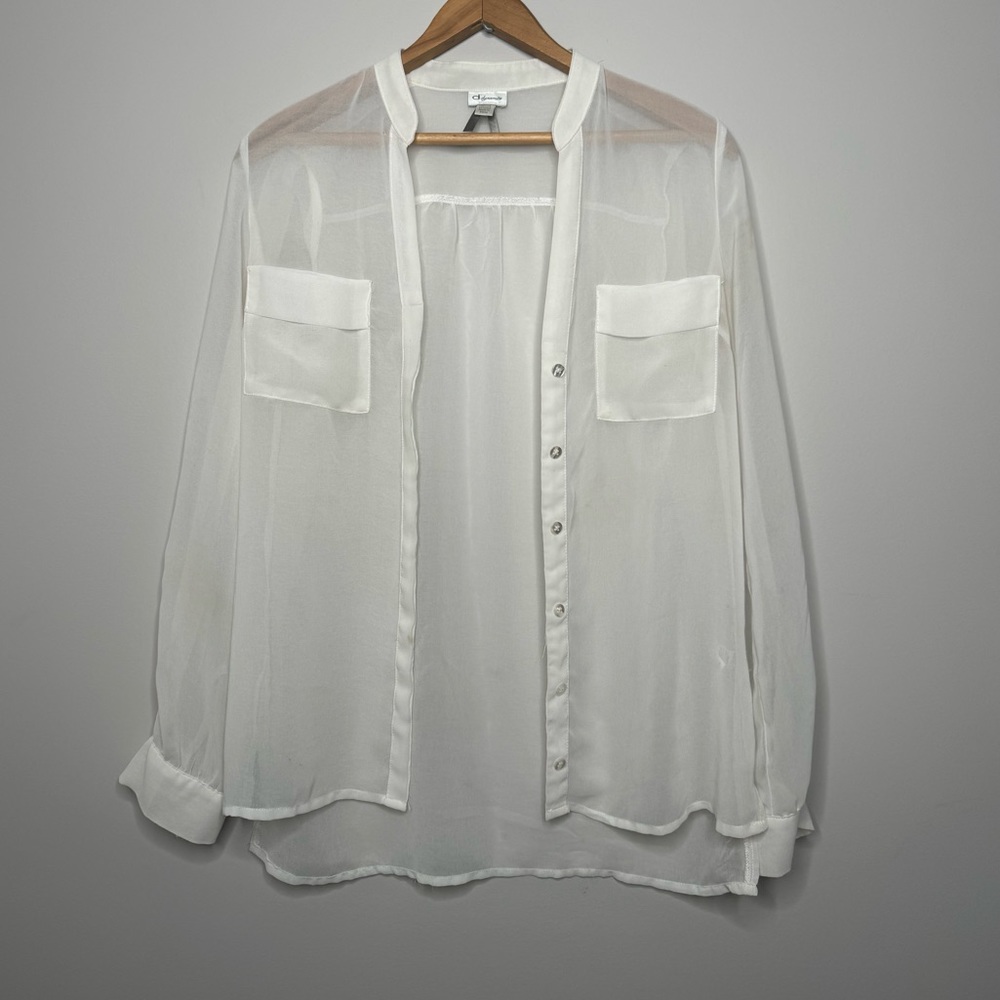 DYNAMITE SHEER WHITE BLOUSE